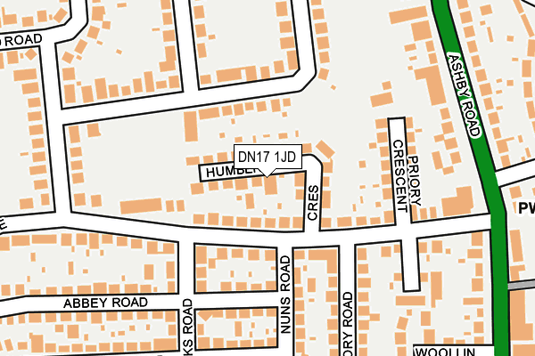 DN17 1JD map - OS OpenMap – Local (Ordnance Survey)