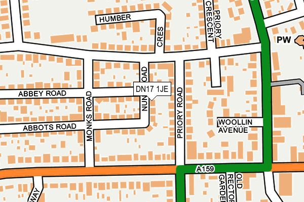 DN17 1JE map - OS OpenMap – Local (Ordnance Survey)