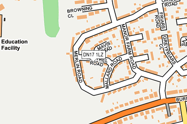 DN17 1LZ map - OS OpenMap – Local (Ordnance Survey)