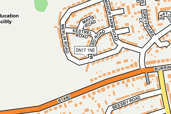 DN17 1NE map - OS OpenMap – Local (Ordnance Survey)