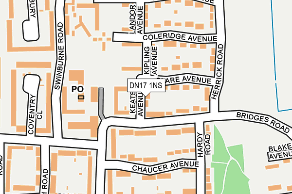 DN17 1NS map - OS OpenMap – Local (Ordnance Survey)