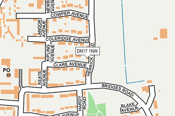 DN17 1NW map - OS OpenMap – Local (Ordnance Survey)