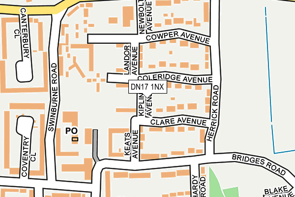 DN17 1NX map - OS OpenMap – Local (Ordnance Survey)