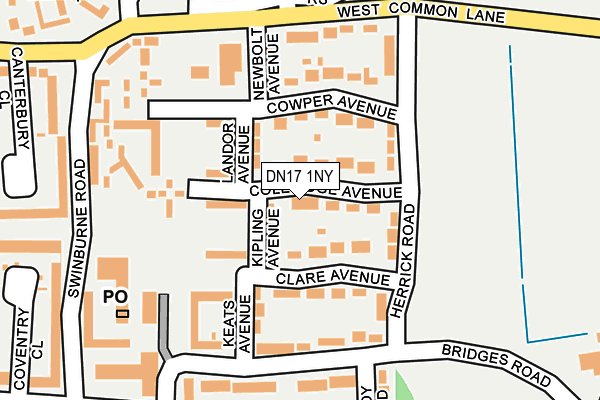 DN17 1NY map - OS OpenMap – Local (Ordnance Survey)