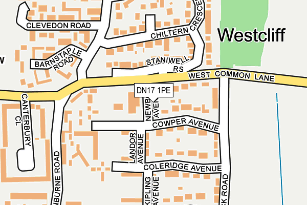 DN17 1PE map - OS OpenMap – Local (Ordnance Survey)