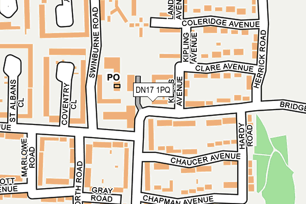 DN17 1PQ map - OS OpenMap – Local (Ordnance Survey)