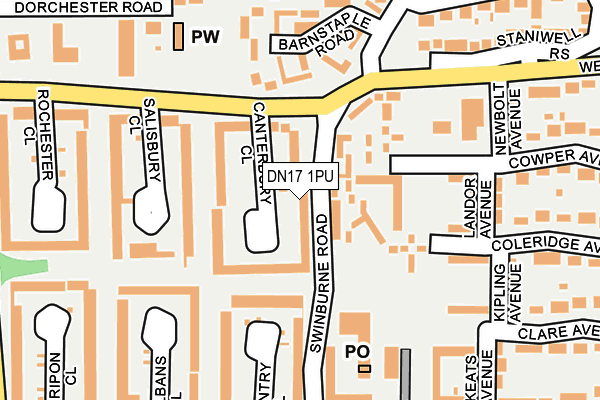 DN17 1PU map - OS OpenMap – Local (Ordnance Survey)