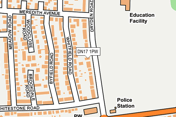 DN17 1PW map - OS OpenMap – Local (Ordnance Survey)