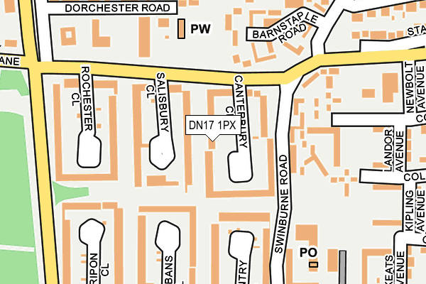 DN17 1PX map - OS OpenMap – Local (Ordnance Survey)