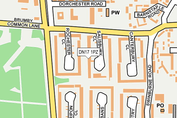 DN17 1PZ map - OS OpenMap – Local (Ordnance Survey)