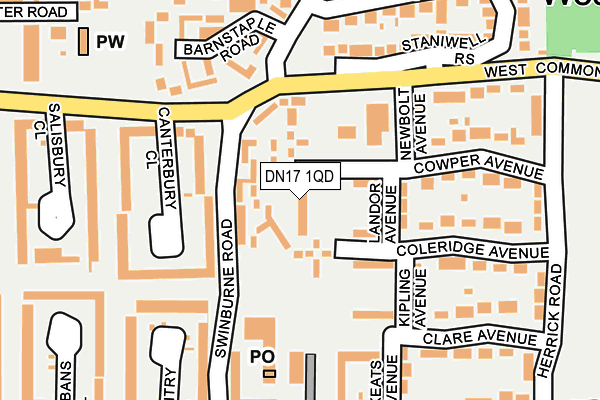 DN17 1QD map - OS OpenMap – Local (Ordnance Survey)