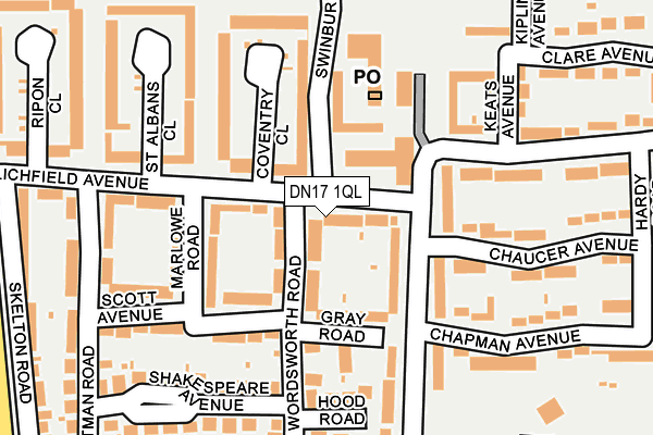 DN17 1QL map - OS OpenMap – Local (Ordnance Survey)