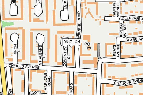 DN17 1QN map - OS OpenMap – Local (Ordnance Survey)