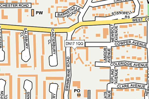 DN17 1QQ map - OS OpenMap – Local (Ordnance Survey)