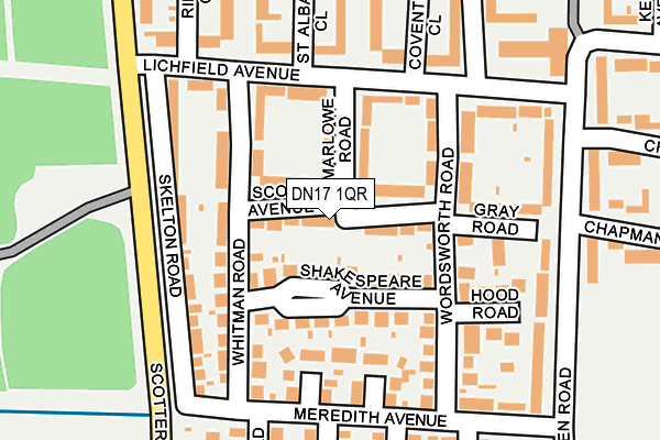 DN17 1QR map - OS OpenMap – Local (Ordnance Survey)