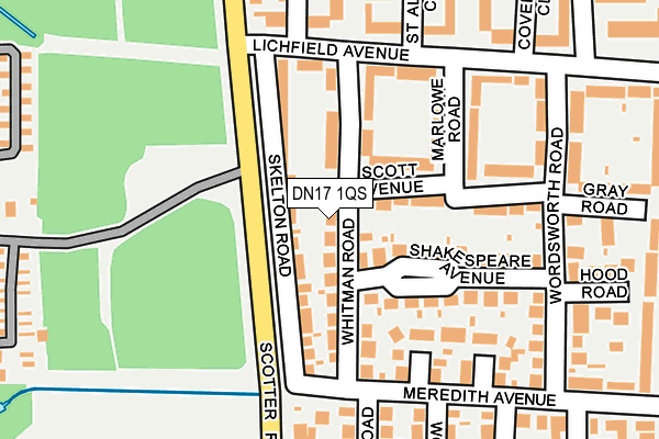 DN17 1QS map - OS OpenMap – Local (Ordnance Survey)
