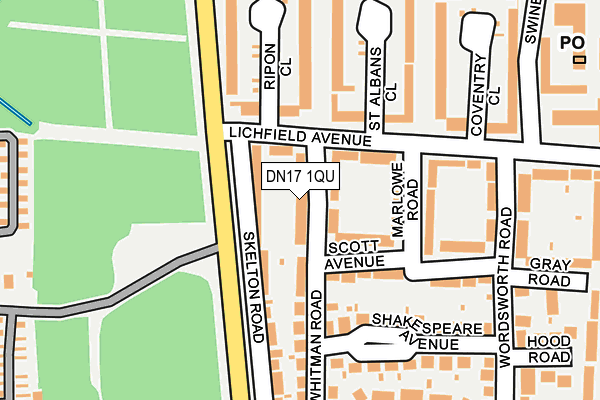 DN17 1QU map - OS OpenMap – Local (Ordnance Survey)