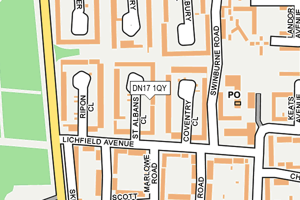 DN17 1QY map - OS OpenMap – Local (Ordnance Survey)