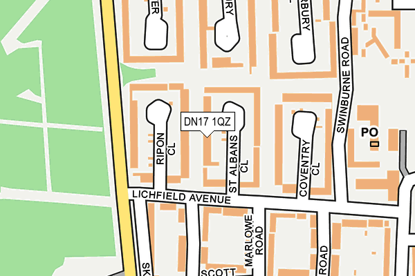 DN17 1QZ map - OS OpenMap – Local (Ordnance Survey)