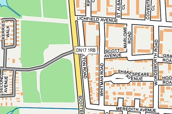 DN17 1RB map - OS OpenMap – Local (Ordnance Survey)