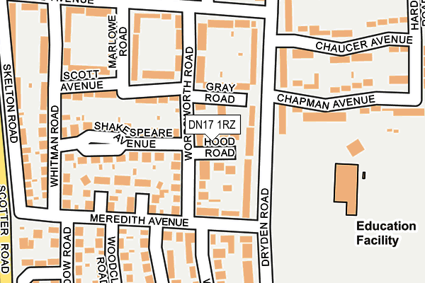 DN17 1RZ map - OS OpenMap – Local (Ordnance Survey)