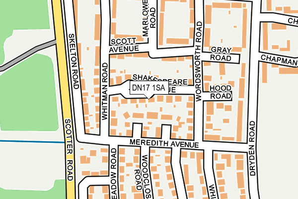 DN17 1SA map - OS OpenMap – Local (Ordnance Survey)