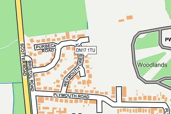 DN17 1TU map - OS OpenMap – Local (Ordnance Survey)