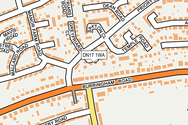 DN17 1WA map - OS OpenMap – Local (Ordnance Survey)