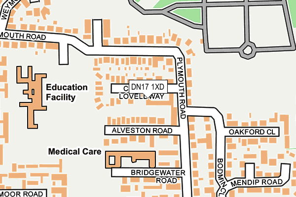 DN17 1XD map - OS OpenMap – Local (Ordnance Survey)