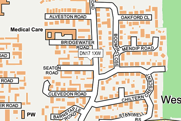 DN17 1XW map - OS OpenMap – Local (Ordnance Survey)