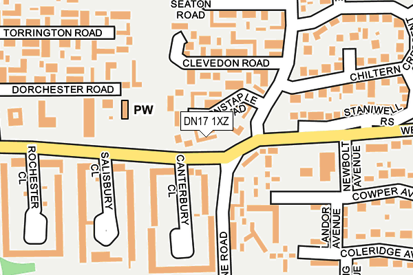 DN17 1XZ map - OS OpenMap – Local (Ordnance Survey)