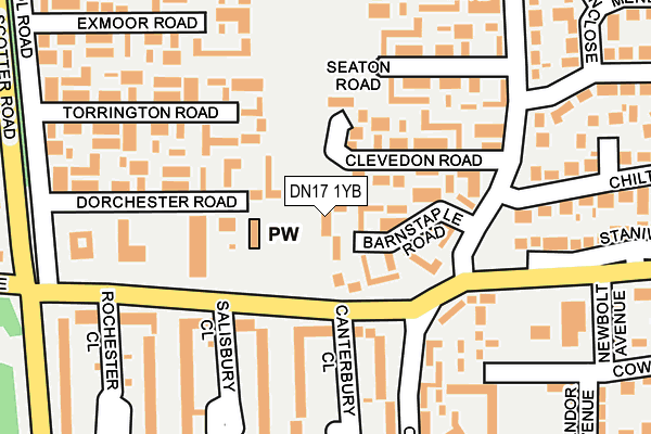 DN17 1YB map - OS OpenMap – Local (Ordnance Survey)