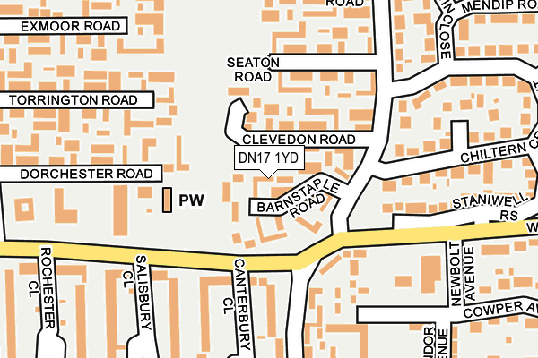 DN17 1YD map - OS OpenMap – Local (Ordnance Survey)