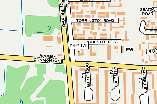 DN17 1YH map - OS OpenMap – Local (Ordnance Survey)