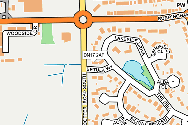 DN17 2AF map - OS OpenMap – Local (Ordnance Survey)