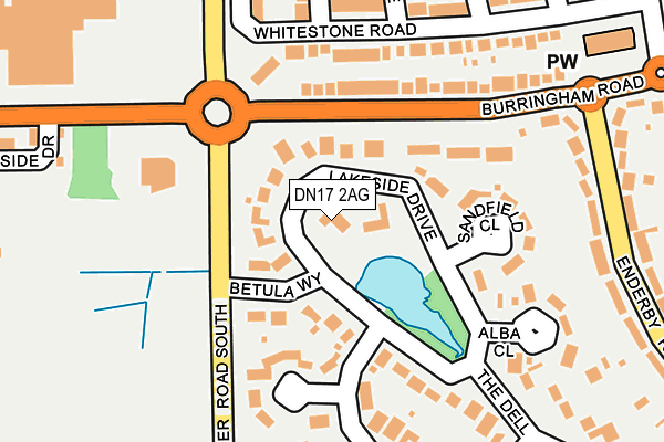 DN17 2AG map - OS OpenMap – Local (Ordnance Survey)