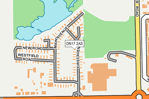 DN17 2AS map - OS OpenMap – Local (Ordnance Survey)