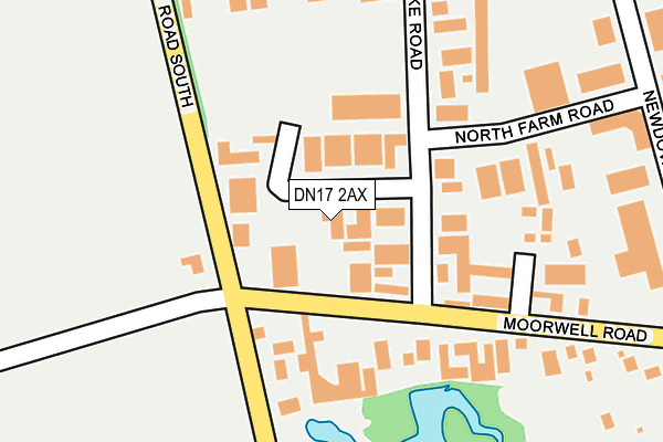 DN17 2AX map - OS OpenMap – Local (Ordnance Survey)
