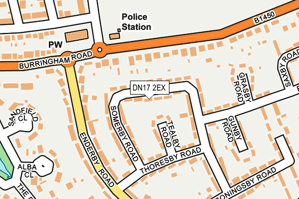 DN17 2EX map - OS OpenMap – Local (Ordnance Survey)