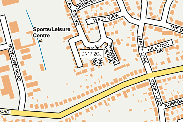 DN17 2GJ map - OS OpenMap – Local (Ordnance Survey)