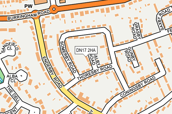DN17 2HA map - OS OpenMap – Local (Ordnance Survey)