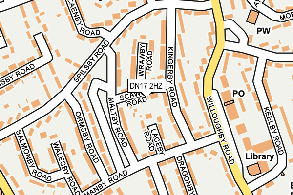 DN17 2HZ map - OS OpenMap – Local (Ordnance Survey)