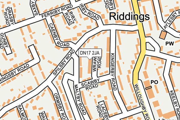 DN17 2JA map - OS OpenMap – Local (Ordnance Survey)