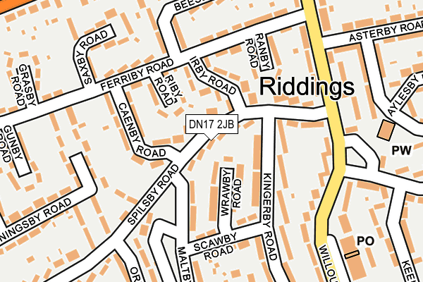 DN17 2JB map - OS OpenMap – Local (Ordnance Survey)