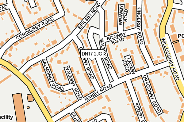 DN17 2JG map - OS OpenMap – Local (Ordnance Survey)