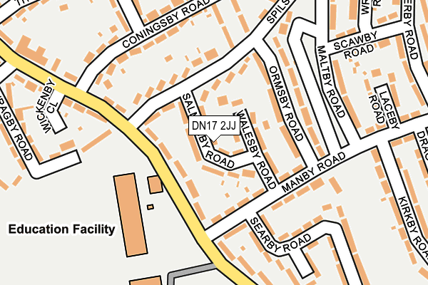 DN17 2JJ map - OS OpenMap – Local (Ordnance Survey)