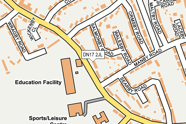 DN17 2JL map - OS OpenMap – Local (Ordnance Survey)