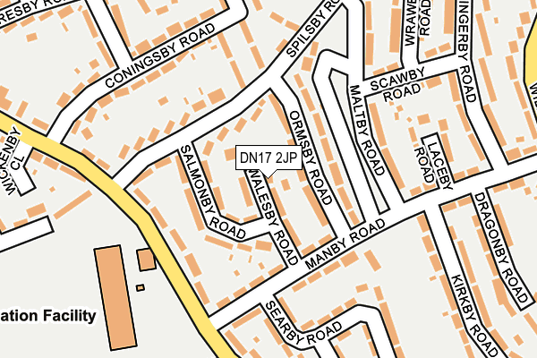 DN17 2JP map - OS OpenMap – Local (Ordnance Survey)