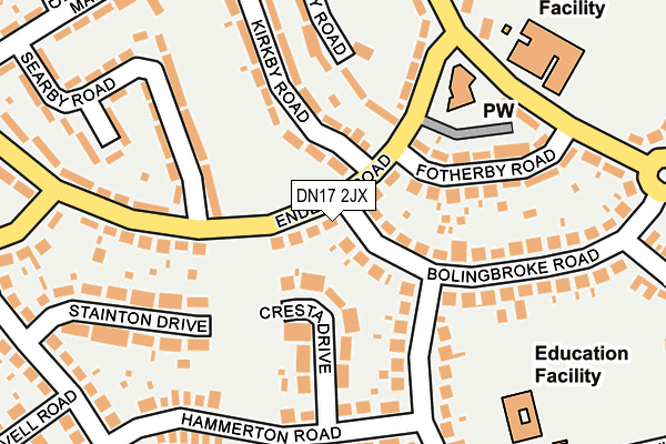 DN17 2JX map - OS OpenMap – Local (Ordnance Survey)