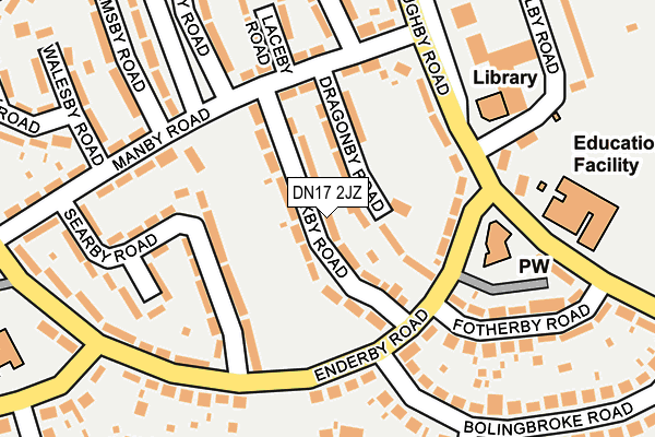 DN17 2JZ map - OS OpenMap – Local (Ordnance Survey)